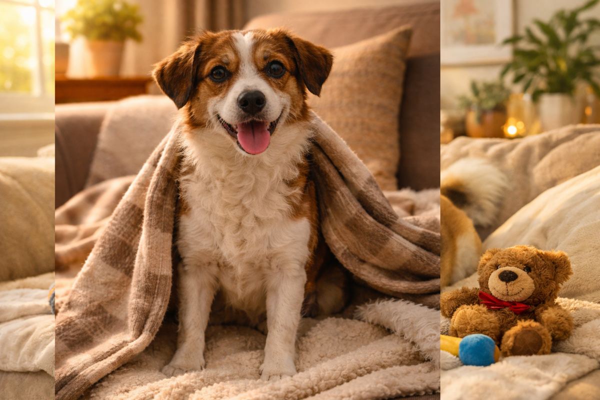 Rescued dog happy in his new home